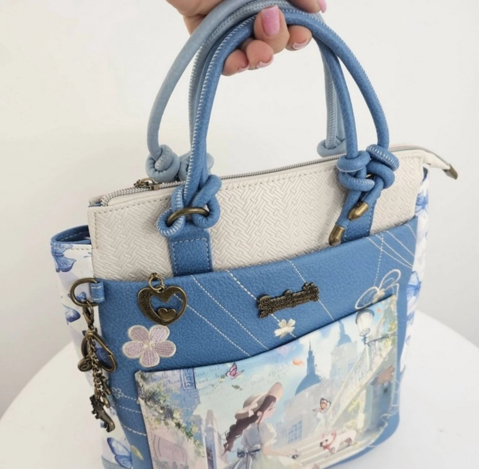 Spectacular Sweet Candy blue vintage dressing backpack bag – photo 4